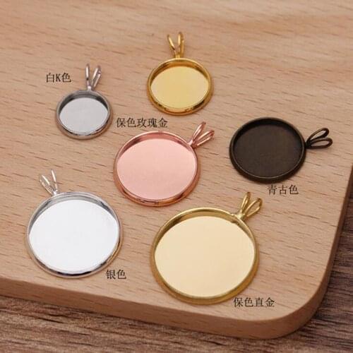 200pcs Copper plated V-shaped buckle tray 10-12-14-16-18-20mm bezel jewelry blank pendant base cabochon settings