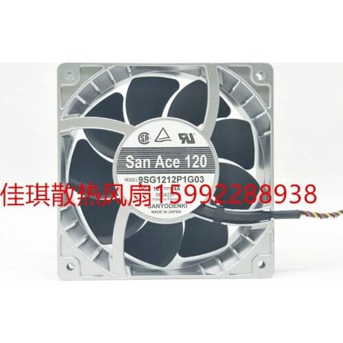 Sanyo Denki 9SG1212P1G03 DC 12V 4A 120X120X38mm 4-Wire Server Cooling Fan