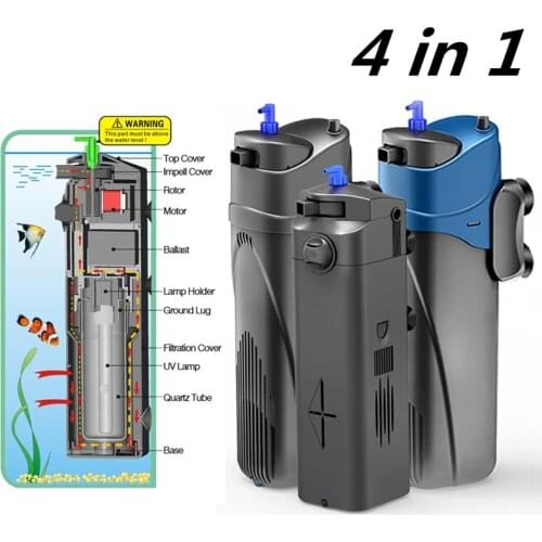 4in1 Fish Tank Internal UV Sterilizer Lamp Filter Pump Aquarium Sterilization Remove Algae Deodorize Water UV Filters 220V