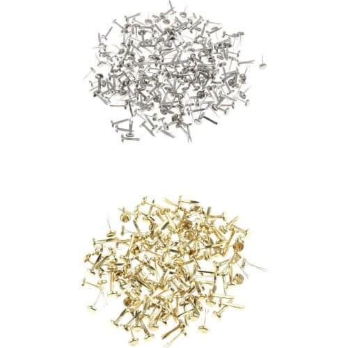 400 Pieces Metal Iron Brads Paper Fasteners for Scrapbooking Craft Gold Silver