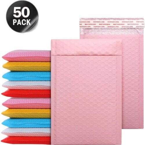 50Pcs Pink Poly Mailer Bubble Mailers Padded Envelopes for Gift Packaging Pink Lined Mailer Self Seal Bag Bubble Mailer Mailing