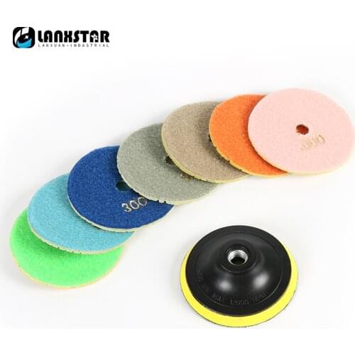 8PC 4" 100mm Premium Quality Assorted Diamond Flexible Polishing Pads Wet Grinding Disc for Marble Stone Glass Ceramics Grinders