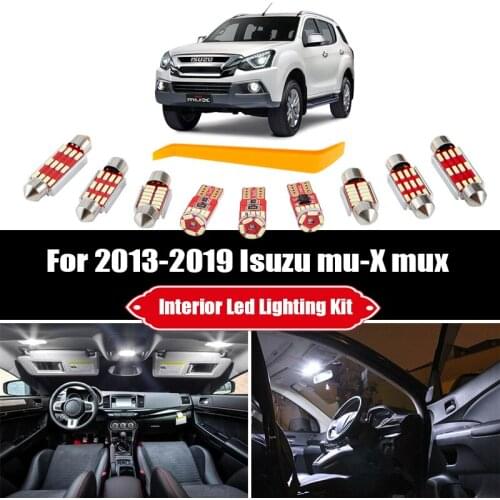 9pcs For 2013 2014-2019 Isuzu mu-X mux White Canbus No Error LED Bulbs Interior Dome Map Reading Light Kit License Plate Lamp