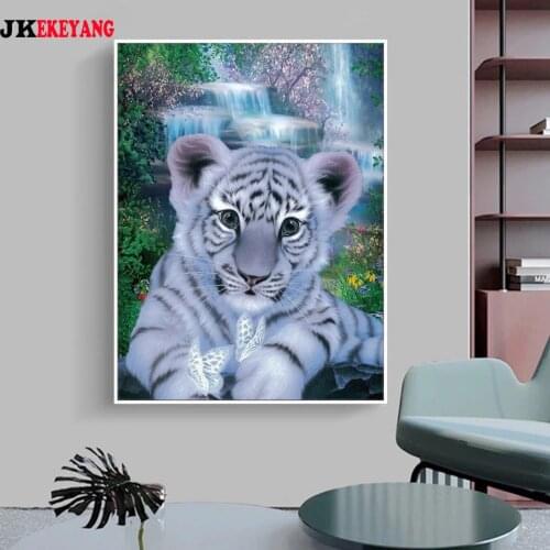 Full Square Round Diamond Embroidery DIY Diamond Painting Cute tiger Cross Stitch kit mosaic Y4484