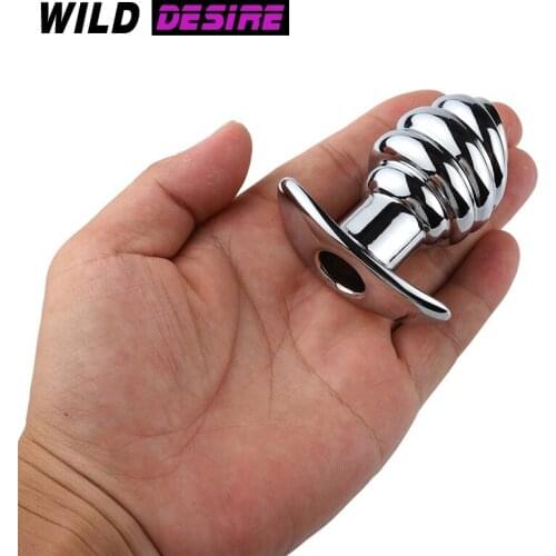 Small Size Butt Plug Sex Toys For Beginner Woman Men Enema Anal Extend Sex Toys Adult Products Metal Hollow Thread Screw Anal