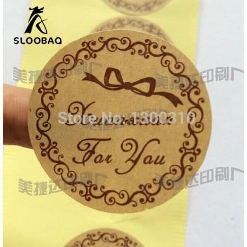 Free Shipping 1000pcs ukuran custom murah harga perekat Kraft kantong kertas sticker label pencetakan kuantitas pengiriman