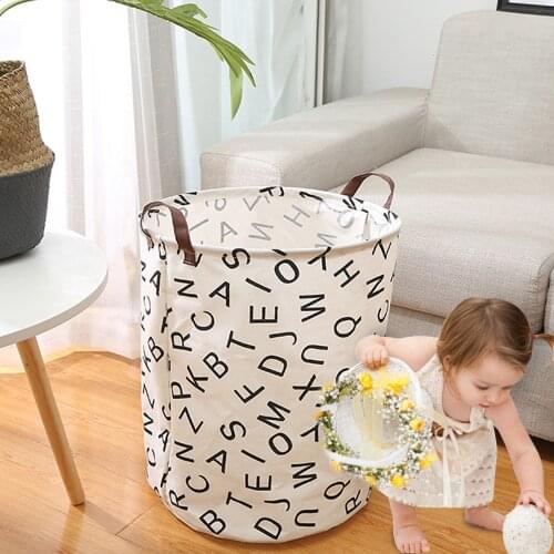 Large Capacity Fabric Laundry Basket Folding Waterproof Clothes Storage Basket Home Children Toy Sundries Storage Bag Organizer