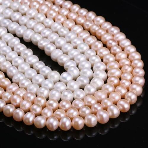 Natural Freshwater Pearl Beads For DIY Jewelry Making Necklaces Bracelets Earrings White/Pink Potato Shaped 7-8mm 36CM
