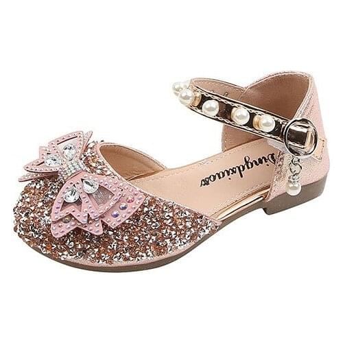 CMSOLO Princess Sandals Bow Cute Shoe For Girls Summer Rhinestone Princess Sandals Dancing Children Shoes Hot Sale Size 21-30