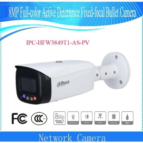 DAHUA 8MP Full-color Active Deterrence Fixed-focal Bullet WizSense Network Camera DH-IPC-HFW3849T1-AS-PV DAHUA 4K Camera