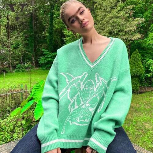 Palace Retro European and American Sweater Women Autumn and Winter Small Fragrance Hair Woven Printing Loose Age Reduction Wear