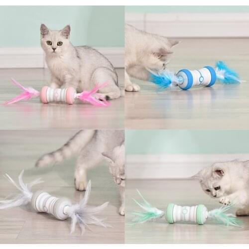 Electric Automatic Robotic Cat Toy Bulit-in Active Program Replacement Feather Colorful Light