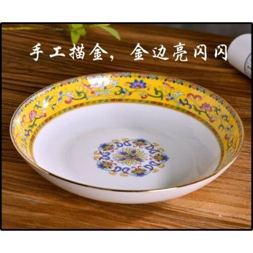 1pice 8inch Jingdezhen enamel porcelain plate Chinese family Bone China deep dish dish ceramic tableware palace antique plate