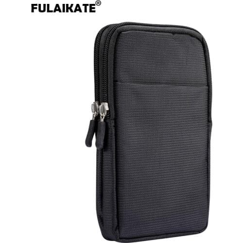 FULAIKATE 6.7" 6.9" Sports Leisure Mobile Phone Bag Card Power Bank Earphone Portable Waist Pouch Nylon Durable Outdoor Pocket