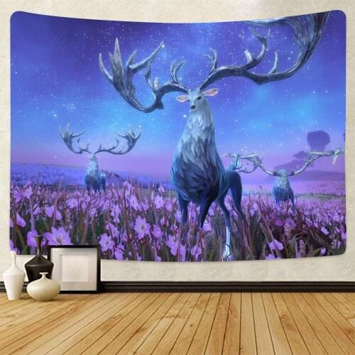 Deer Tapestry Elk on National Forest Wall Art Hanging Animal Tapestries Home Decor for Bedroom Living Room Dorm