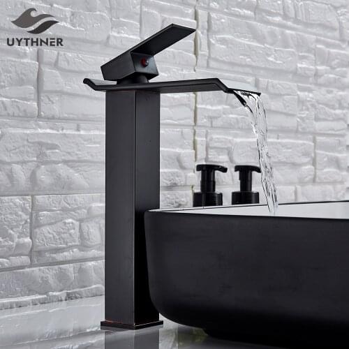 Chrome/Black/Brushed Basin Faucet Single Level Mixer Tap Hot and Cold Water Mixer Bathroom Sink Faucet Deck Mounted Basin Taps