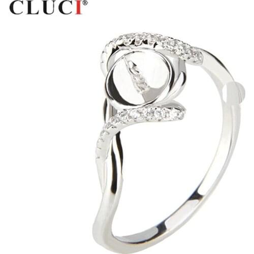 CLUCI Silver 925 Irregular Fashion Rings Jewelry Women Pearl Ring Mounting 925 Sterling Silver Zircon Rings SR1019SB