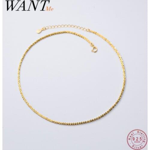 WANTME Real 925 Sterling Silver Shiny Luxury Gypsophila Clavicle Choker Necklace for Fashion Women Punk Chic Wedding Jewelry