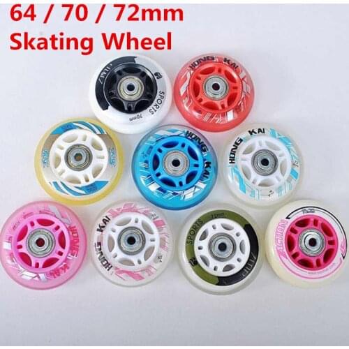 64mm 70mm 72mm Inline Skates Wheel Roller Skate Patines Wheels for Kids Children Sneaker Roll Tyre with Spacer and Bearing