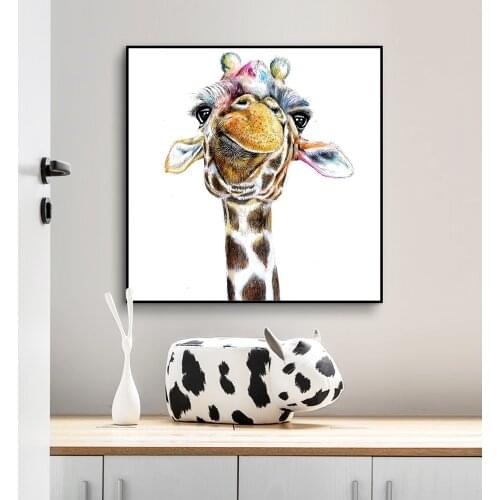 Creative Sika Deer Canvas art Water color Painting on Canvas Animal Cuadros Posters and Prints Wall Art for Childrens Room