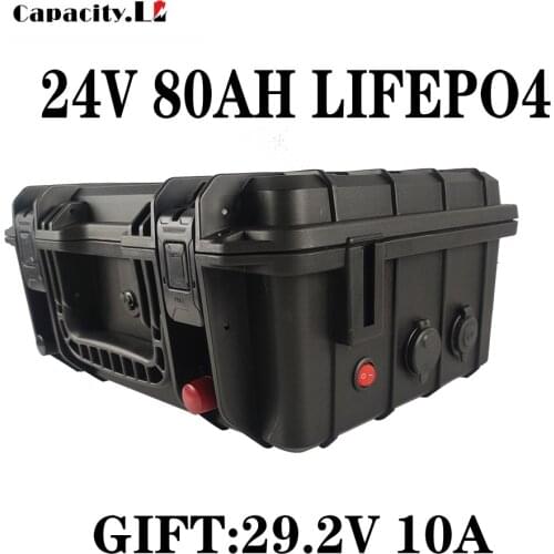 24V 80AH lifepo4 lithium waterproof rechargeable battery pack with PD Cigarette lighter BMS outdoor camping RV moter Inverter