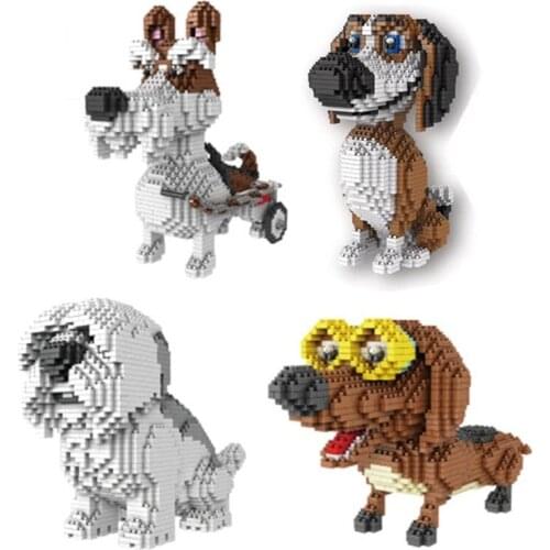 PZX Mini Blocks Cute OZZY Dog Model Dachshund Cartoon Auction Figure Hound Anime Brinquedos for Children Toys Girls Gifts