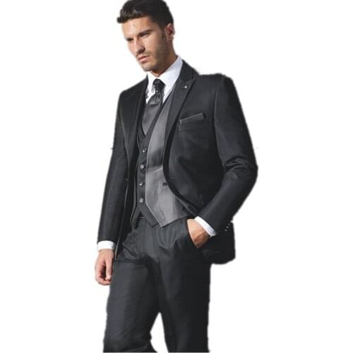 Fashion mens suits pure color high-grade suit professional mens suit of the groom suit custom jacket + pants + vest + tie