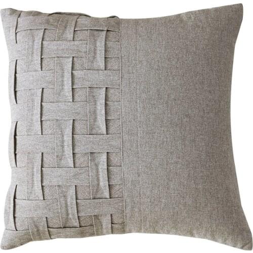 Plain Cushion Cover Plaid Stitching Cotton Linen Pillowcases Solid Color Sofa Cushion Covers Decorative Pillow Decor Home Cover