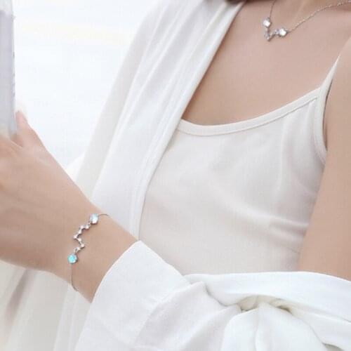 Necklaces Sets For Women Jewelry Gold Silver 925 Female Chains Stars Zircons Moonstone Lucky Fashion Lady Couple Bracelets Cute