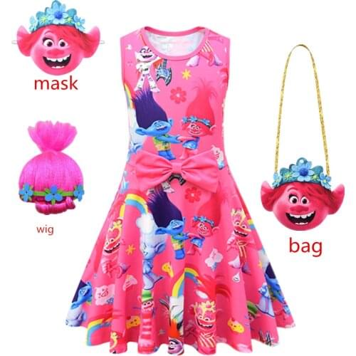 Trolls Dress Children Clothing Summer Girl Dresses Baby Costume Princess dress Kid Casual Clothes Trolls2 Children Vestidos