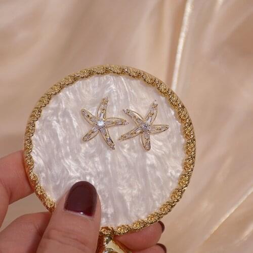 S925 Silver Pin Earrings New Design 14k Real Gold Starfish Cute Temperament Jewelry Party Accessories