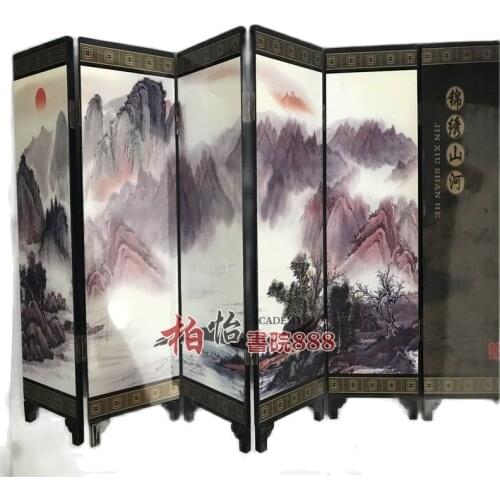 Folding and double faced Chinese movable screen painting decorative picture