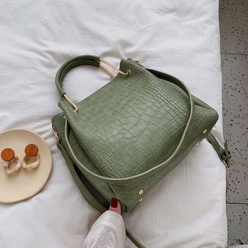 Stone Pattern PU Leather Bucket Bags For Women 2021 Small Shoulder Messenger Bag Lady Fashion Handbags Luxury Totes