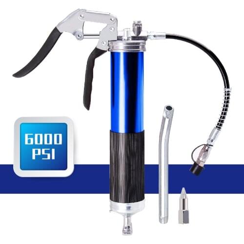 CarBole Heavy Duty Professional Quality 6000 PSI Pistol Grip Grease Gun Include 12 inch Flex Hose and 6 inch Rigid Extension