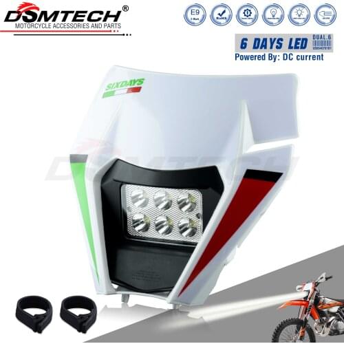 DSMTECH Motorcycle LED Headlight Headlamp Head Light Supermoto Fairing For KTM EXC SXF MX Dirt Bike Enduro 6 Days LED Headlight