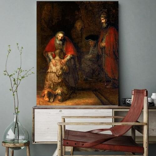 Wall Art Canvas Print Portrait Artwork Parable of the Prodigal Son Painting for Office Kitchen Room Wall Decor