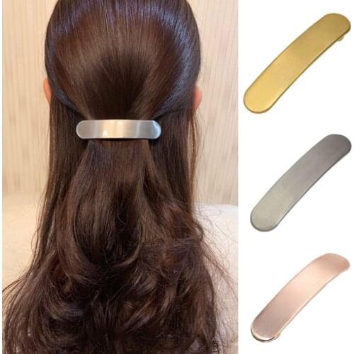 Hairpins Geometric Metal Girls Large Glossy Plating Brushed Headband Spring Clips Ponytail Hair Accessories for Women Gifts
