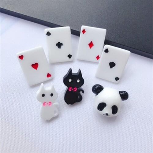 1pc Resin Pins Poker Square tablets Poker Cute Cartoon Panda Brooches for kids Coat decoration Jewelry Gifts