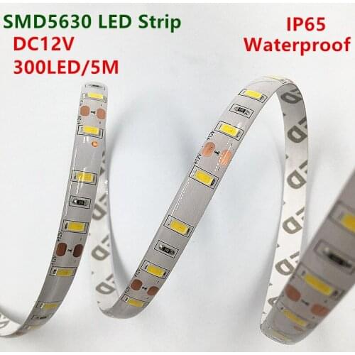 100m/ lot 5630 LED flexible strip light 300 leds/5m LED strip, 12V DC waterproof White color,brighter than 5050