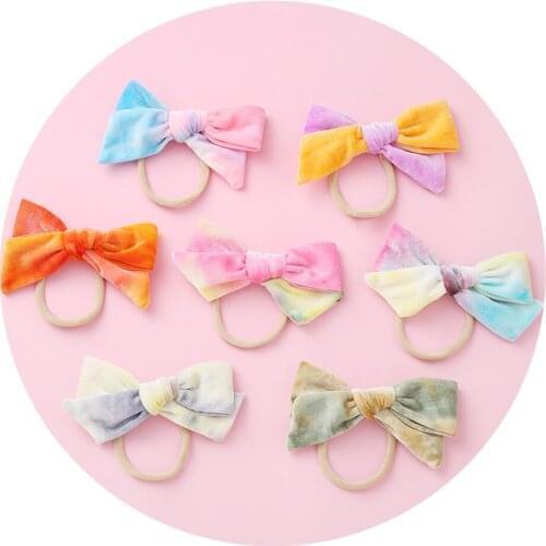 12pcs Kids Velvet Tie Dye Nylon Headbands Kids Elastic Hair bands Hairpins For Girls Barrattes Clips Baby Girl Hair Accessories