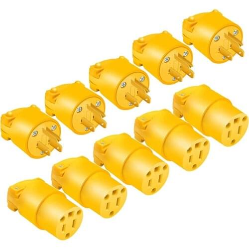 12Pcs Electrical Replacement Plug & Connector Set Extension Cord Ends Shell 5-15P Industrial Grade 3-Prong Plug US Plug