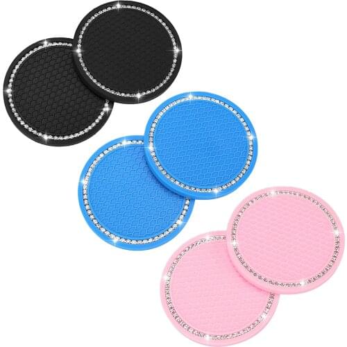 2pcs 2.75 inch Car Coaster Water Cup Bottle Holder Anti-slip Pad Mat Silica Gel For Interior Decoration Car Styling Accessories