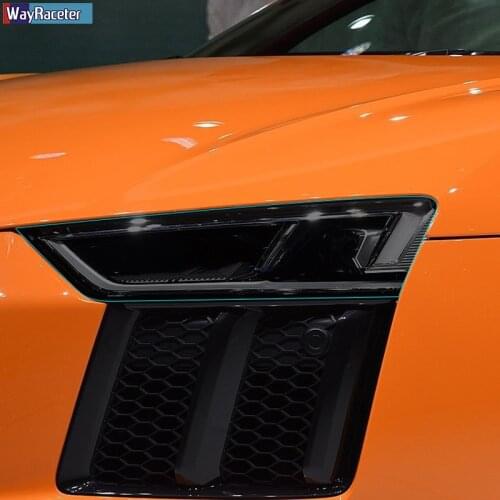 2 Pcs Car Headlight Protective Film Vinyl Protection Transparent Black TPU Sticker For Audi R8 42 4S 2006-Present Accessories