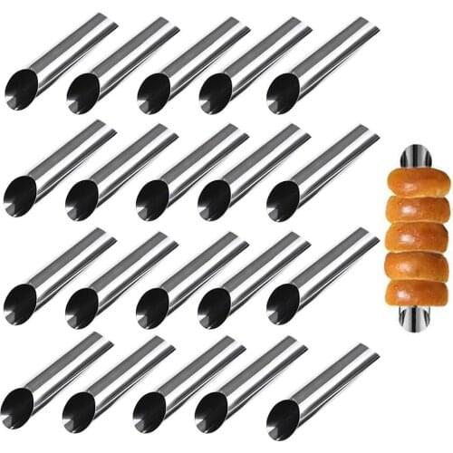 20pcs Cannoli Tube Cone Roll Mould Stainless Steel Spiral Croissants Mold Pastry Cream Horn Cake Bread Mold Baking Tools