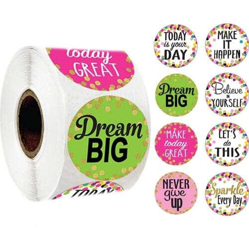 500Pcs/roll Confetti Positive Sayings Accents Stickers for Students Teachers Classroom Use Stickers Scrapbooking Reward Stickers
