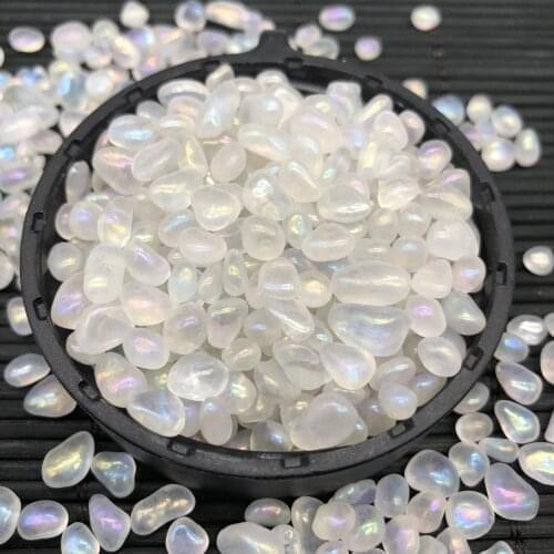 500g Artificial Rainbow Titanium Aura White Quartz Crystal Stone Moonstone Gravels Decoration Garden Path