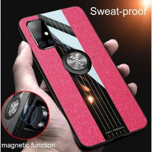 Car Phone Holder Covers for Samsung Galaxy A51 A71 A81 SamsungA51 SamsungA71 2020 Magnetic Stents Stand Luxury Cloth Phone Cases