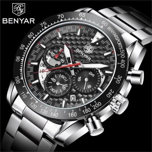 2021 Benyar Design New Fashion Simple Men Quartz Watch Automatic Date Timing Luminous Pointer Waterproof Watch Relogio Masculino
