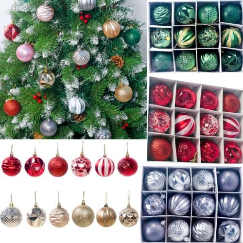12pcs/box 55mm Christmas Tree Decor Ball Baubles Xmas Party Hanging Ball Ornament Decoration Xmas Festival Home Christmas Decor