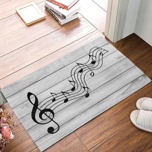 Wood Grain Black Note Family Doormat Kitchen Living Room Floor Rug Bathroom Non-slip Foot Mat Entrance Hall Welcome Carpet